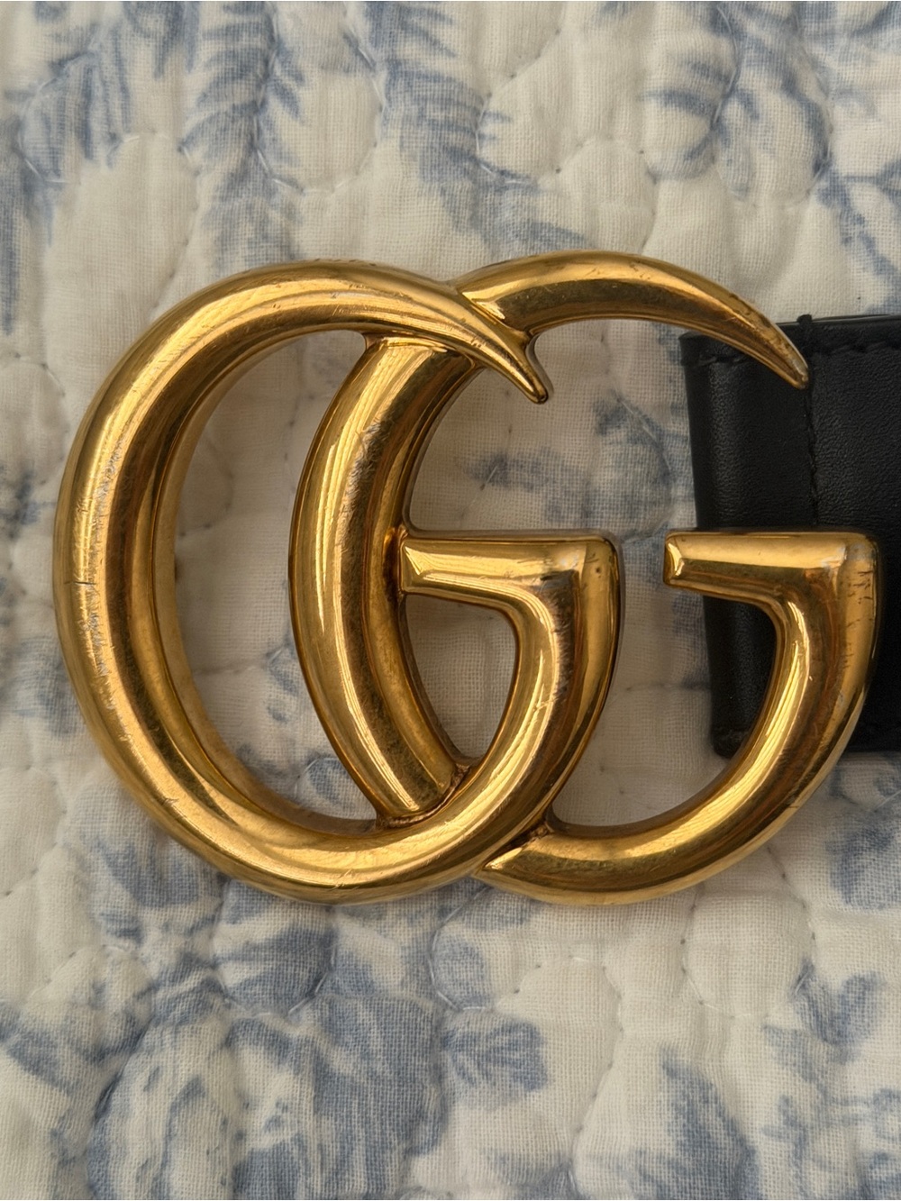Gucci Black Leather Belt with Gold Double G Buckle
